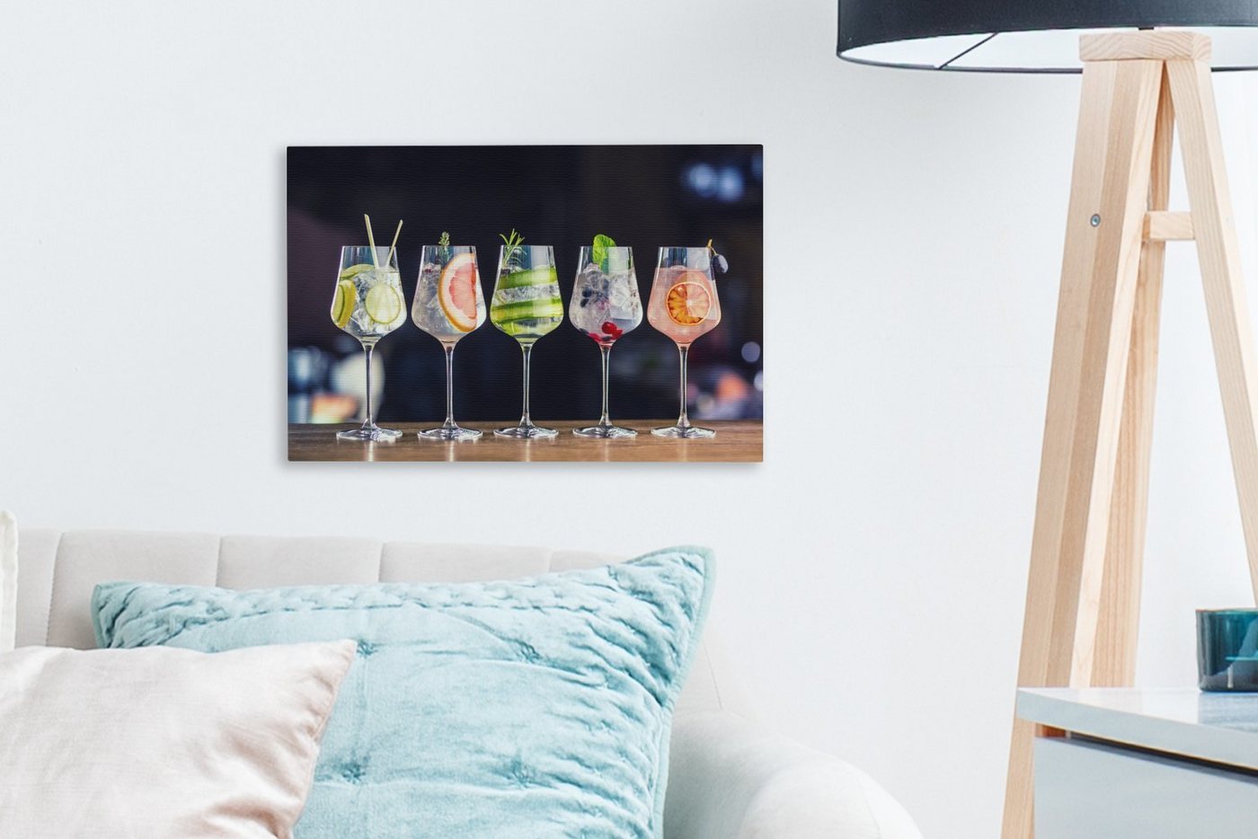 OneMillionCanvasses® Leinwandbild Cocktail - Weinglas - Restaurant - Sommer, Fotodruck (1 St), Leinwand Bilder Klein, Wand Dekoration Aesthetic 30x20 cm – Bild 3 von 5