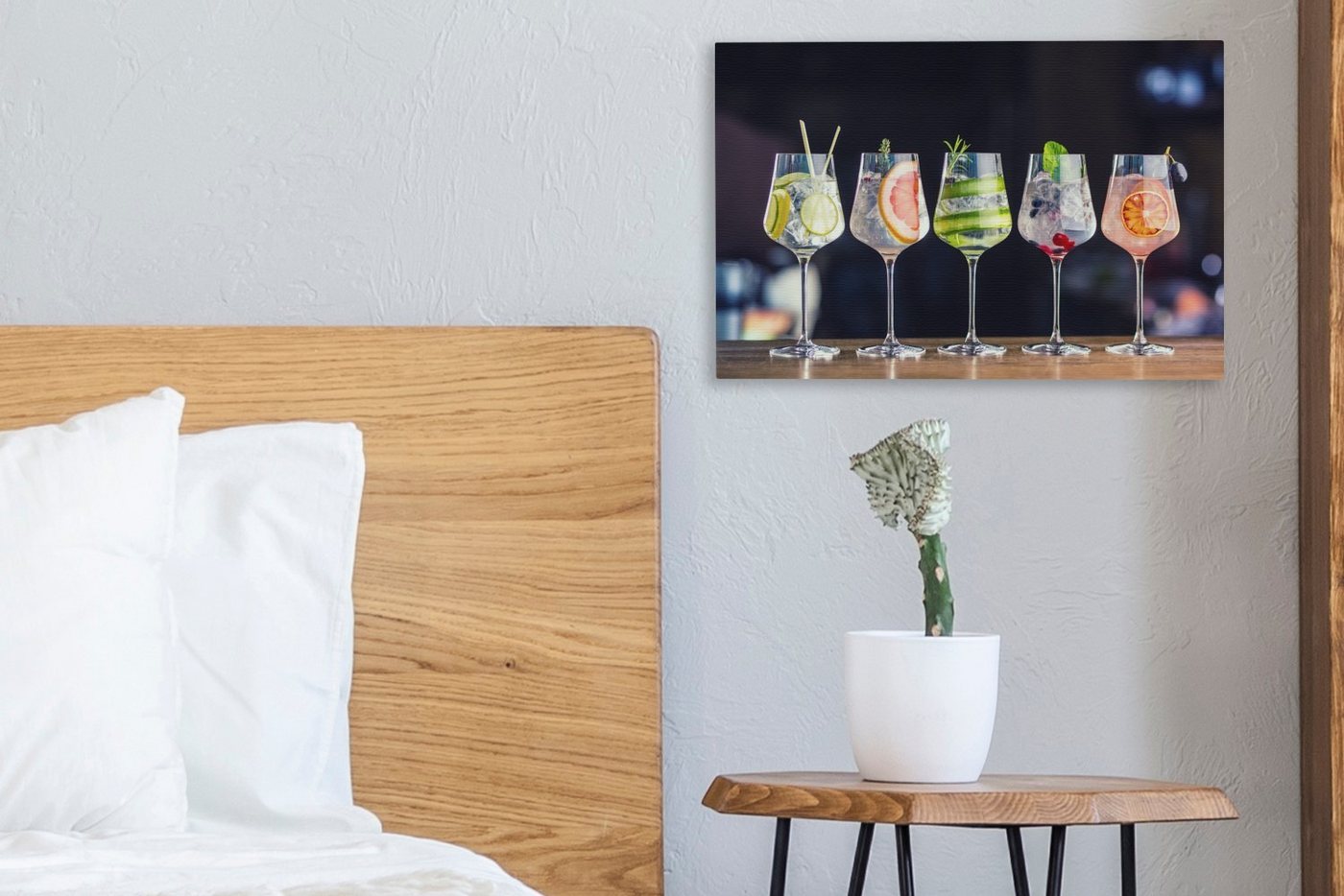 OneMillionCanvasses® Leinwandbild Cocktail - Weinglas - Restaurant - Sommer, Fotodruck (1 St), Leinwand Bilder Klein, Wand Dekoration Aesthetic 30x20 cm – Bild 4 von 5