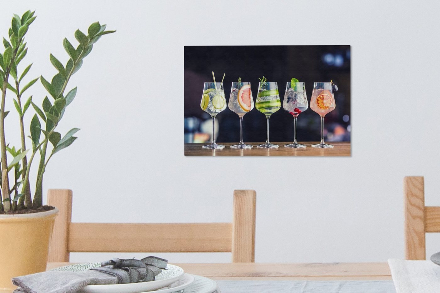 OneMillionCanvasses® Leinwandbild Cocktail - Weinglas - Restaurant - Sommer, Fotodruck (1 St), Leinwand Bilder Klein, Wand Dekoration Aesthetic 30x20 cm – Bild 5 von 5