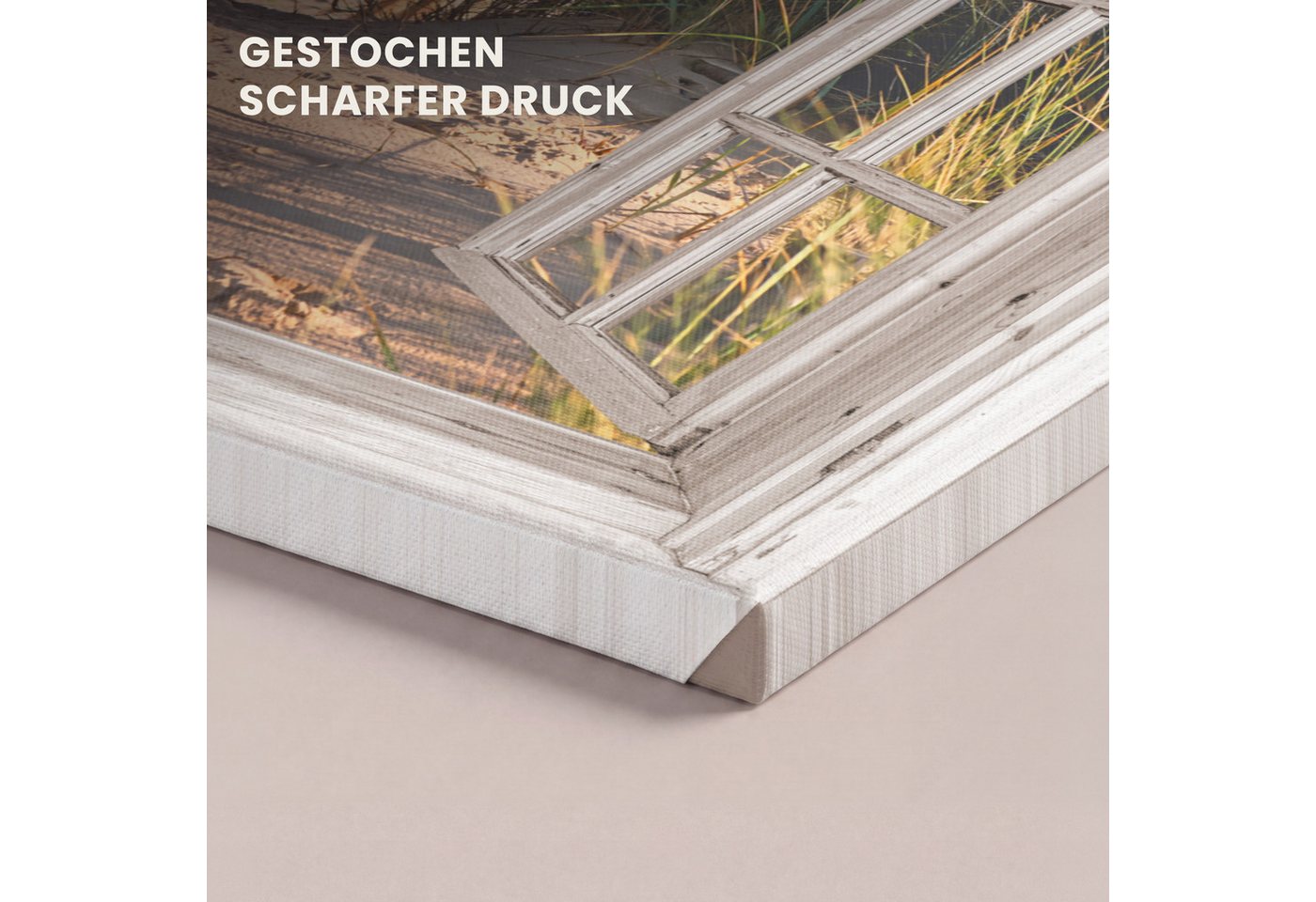 OneMillionCanvasses® Leinwandbild Durchblick - Strand - Meer - Dünen - Sand - Wasser - Hochgras, Fotodruck (1 St), Leinwand Bilder Klein, Wand Dekoration Aesthe – Bild 3 von 5