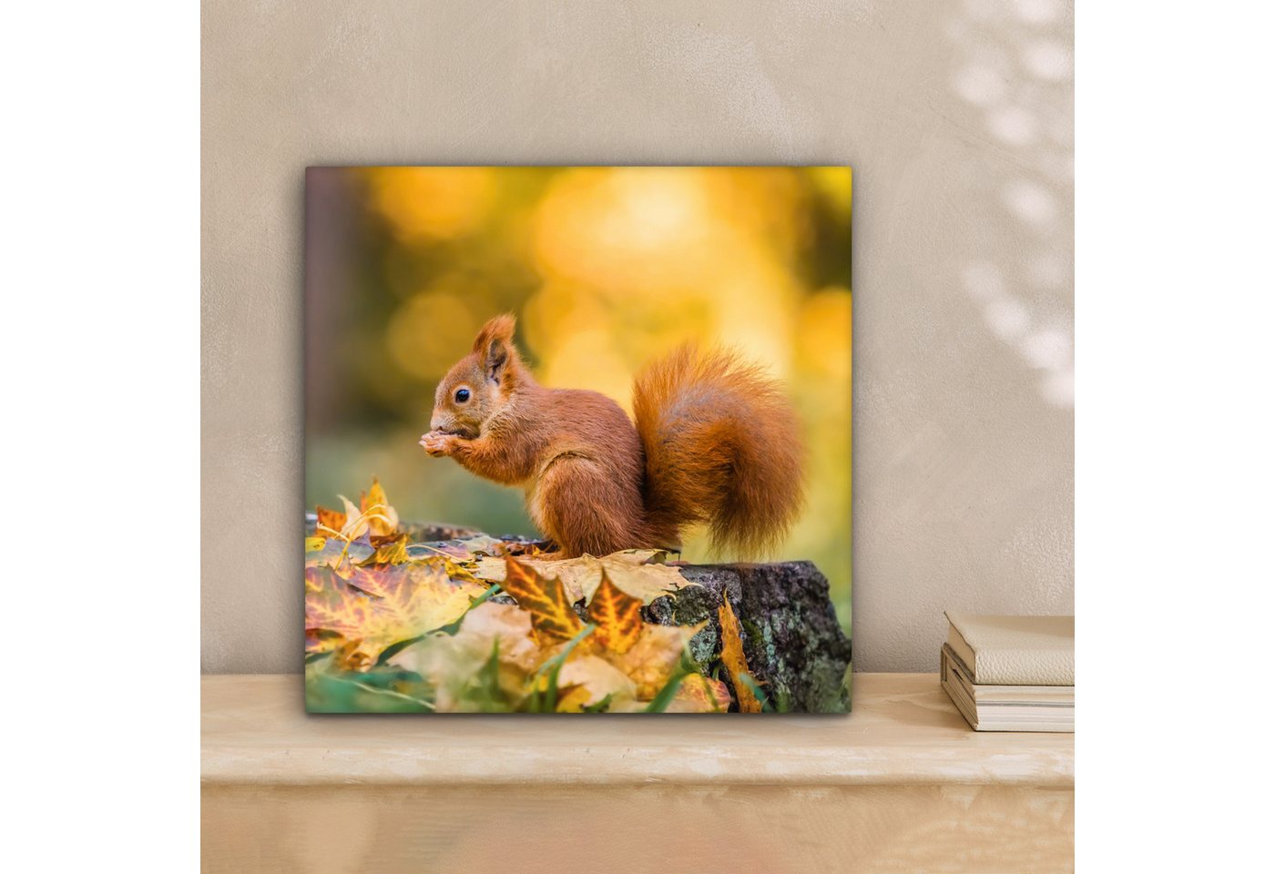OneMillionCanvasses® Leinwandbild Eichhörnchen - Herbst - Tiere - Herbstliche Blätter - Wald, Fotodruck (1 St), Leinwand Bilder Klein, Wand Dekoration Aesthetic – Bild 2 von 5