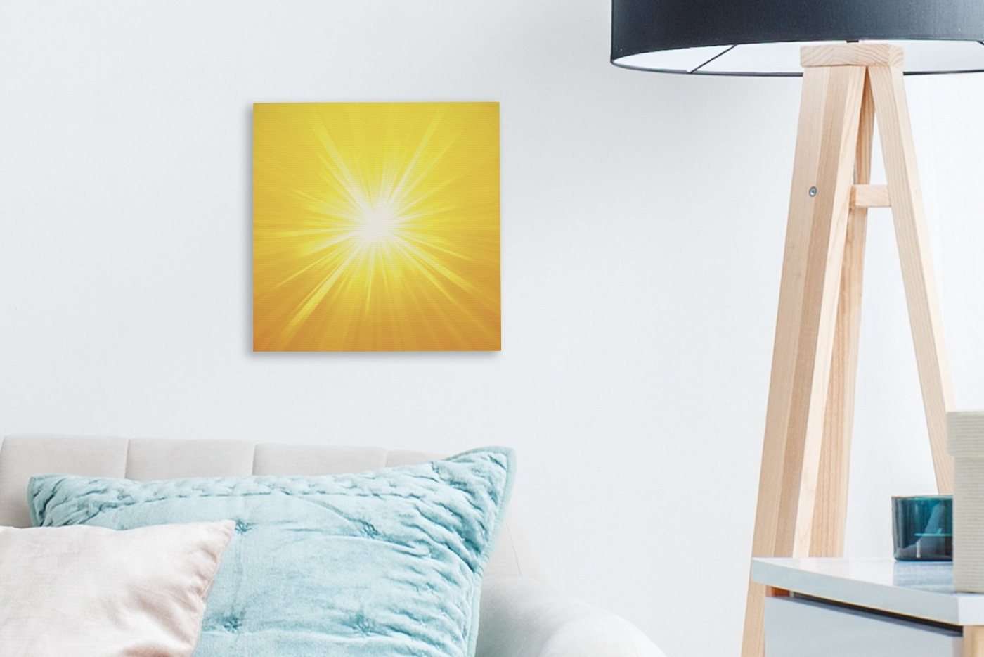 OneMillionCanvasses® Leinwandbild Eine Illustration einer hellen Sonne, Fotodruck (1 St), Wandbild, Deko Schlafzimmer Wohnzimmer Flur 20x20 cm – Bild 3 von 5
