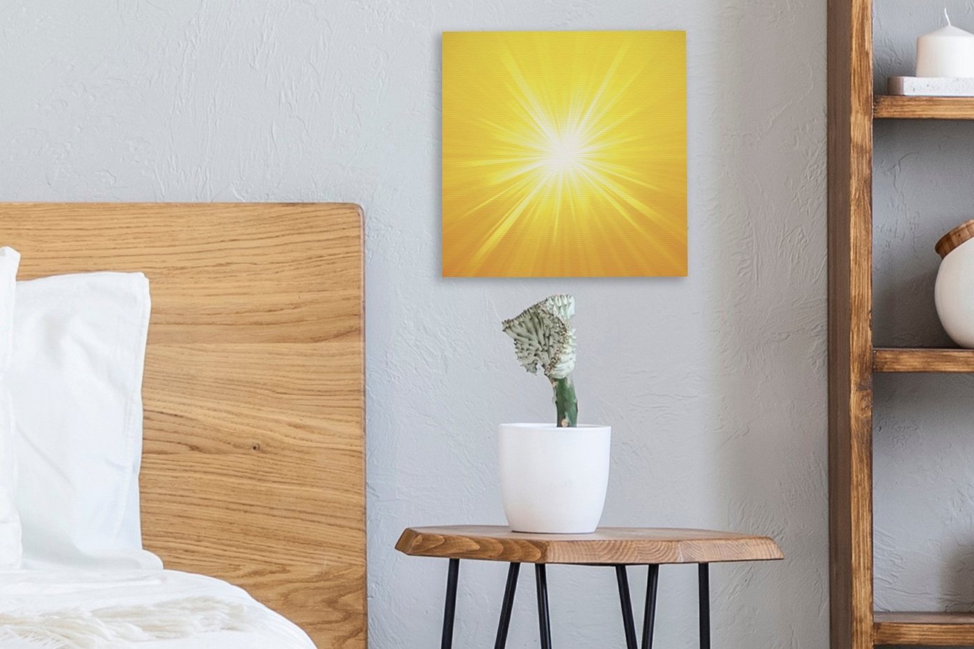 OneMillionCanvasses® Leinwandbild Eine Illustration einer hellen Sonne, Fotodruck (1 St), Wandbild, Deko Schlafzimmer Wohnzimmer Flur 20x20 cm – Bild 4 von 5