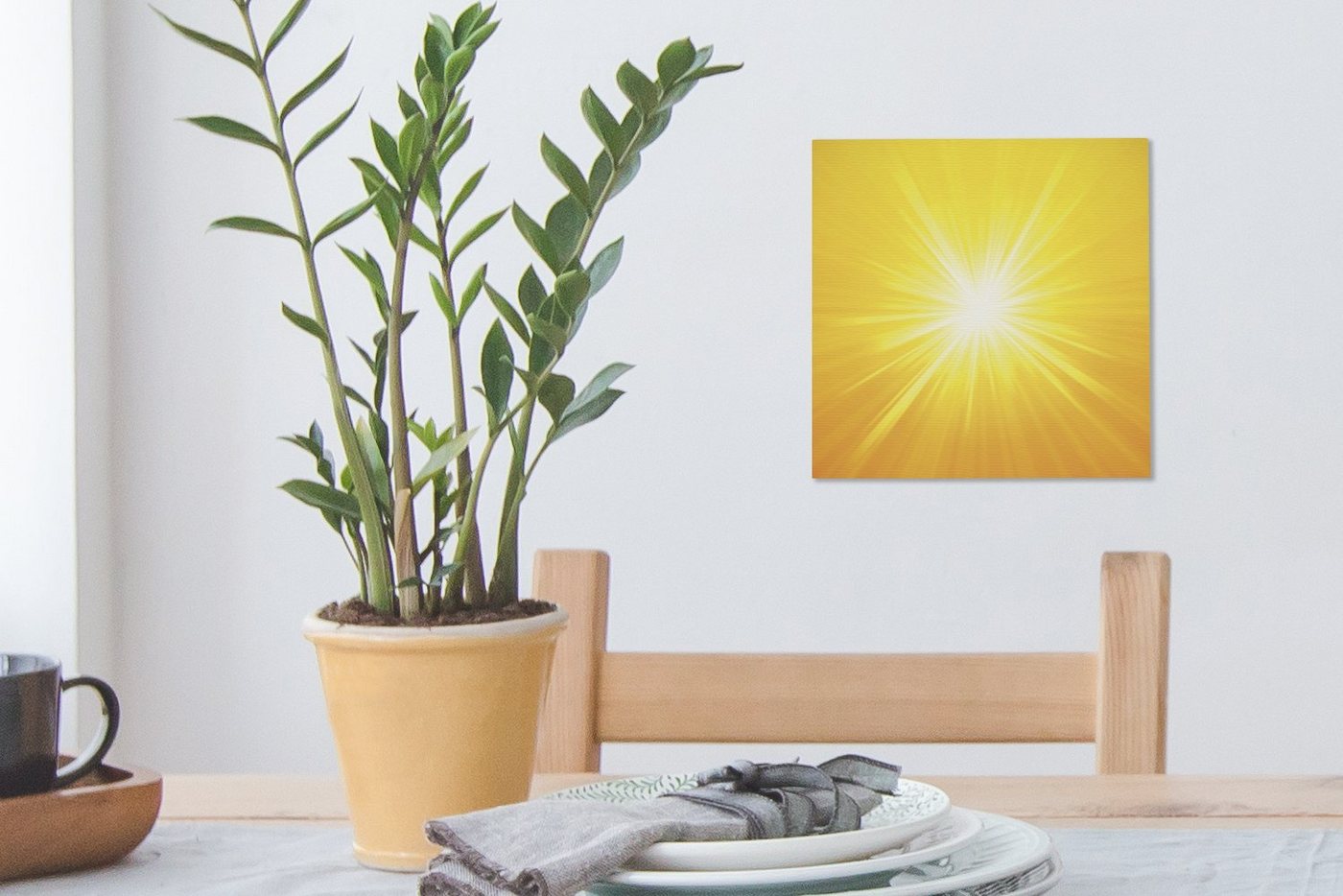OneMillionCanvasses® Leinwandbild Eine Illustration einer hellen Sonne, Fotodruck (1 St), Wandbild, Deko Schlafzimmer Wohnzimmer Flur 20x20 cm – Bild 5 von 5