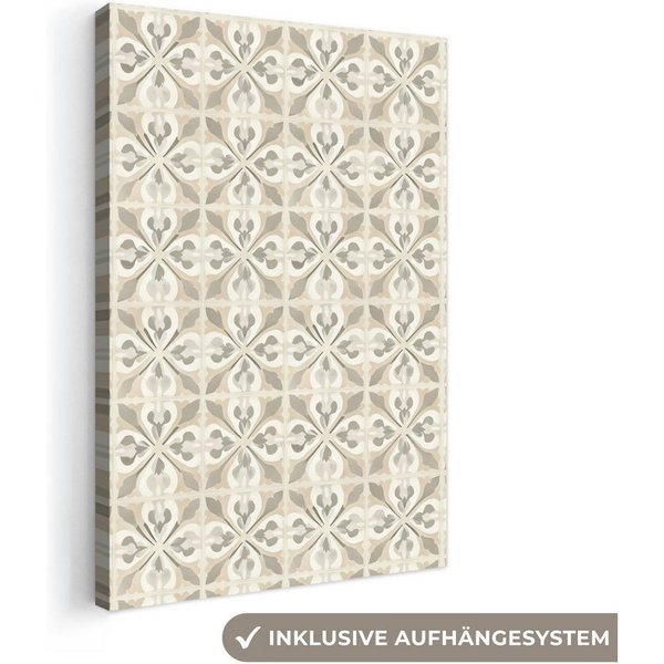 OneMillionCanvasses® Leinwandbild Fliese - Motiv - Beige, Fotodruck (1 St), Wandbild, Deko Schlafzimmer Wohnzimmer Flur 20x20 cm