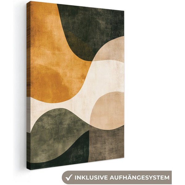 OneMillionCanvasses® Leinwandbild Formen - Ockergelb - Abstrakt, Fotodruck (1 St), Wandbild, Deko Schlafzimmer Wohnzimmer Flur 20x20 cm