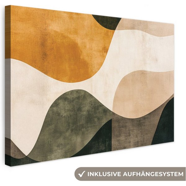 OneMillionCanvasses® Leinwandbild Formen - Ockergelb - Abstrakt, Fotodruck (1 St), Leinwand Bilder Klein, Wand Dekoration Aesthetic 30x20 cm
