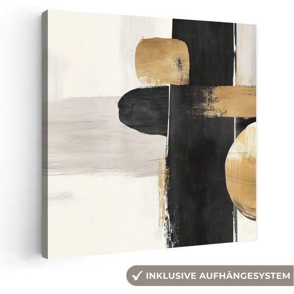 OneMillionCanvasses® Leinwandbild Formen - Pinselstriche - Abstrakt - Gold, Fotodruck (1 St), Wandbild, Deko Schlafzimmer Wohnzimmer Flur 20x20 cm