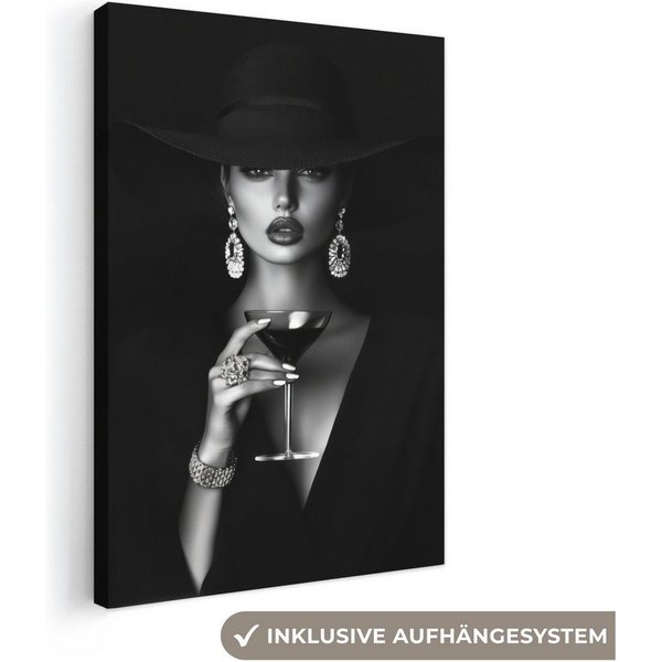 OneMillionCanvasses® Leinwandbild Frau - Cocktail - Schick, Fotodruck (1 St), Wandbild, Deko Schlafzimmer Wohnzimmer Flur 20x20 cm