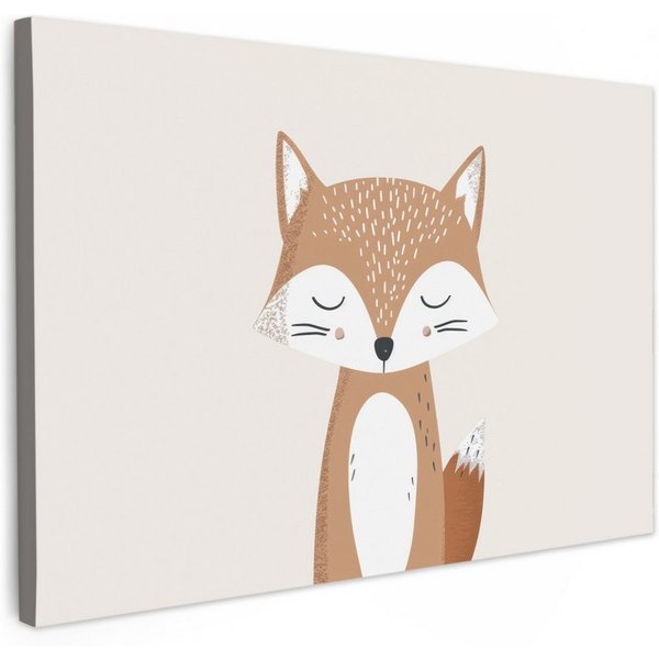 OneMillionCanvasses® Leinwandbild Fuchs - Tier - Waldtiere, Fotodruck (1 St), Kinder zimmer Deko, Mädchen und Jungen Bilder 30x20 cm