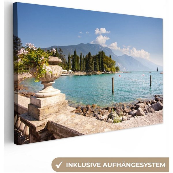 OneMillionCanvasses® Leinwandbild Gardasee - Küste - Wasser, Fotodruck (1 St), Wandbild, Deko Schlafzimmer Wohnzimmer Flur 20x20 cm