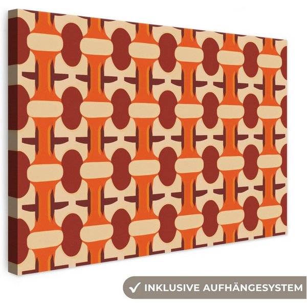 OneMillionCanvasses® Leinwandbild Geometrisch - Retro - Orange, Fotodruck (1 St), Wandbild, Deko Schlafzimmer Wohnzimmer Flur 20x20 cm