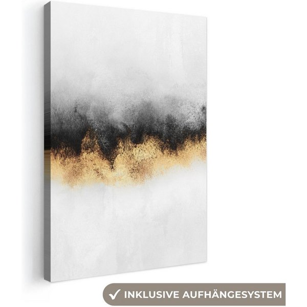 OneMillionCanvasses® Leinwandbild Gold - Chic - Abstrakt - Schwarz - Weiß - Luxus, Fotodruck (1 St), Wandbild, Deko Schlafzimmer Wohnzimmer Flur 20x20 cm