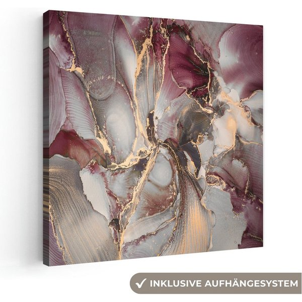 OneMillionCanvasses® Leinwandbild Gold - Marmor - Lila, Fotodruck (1 St), Leinwand Bilder Klein, Wand Dekoration Aesthetic 30x20 cm