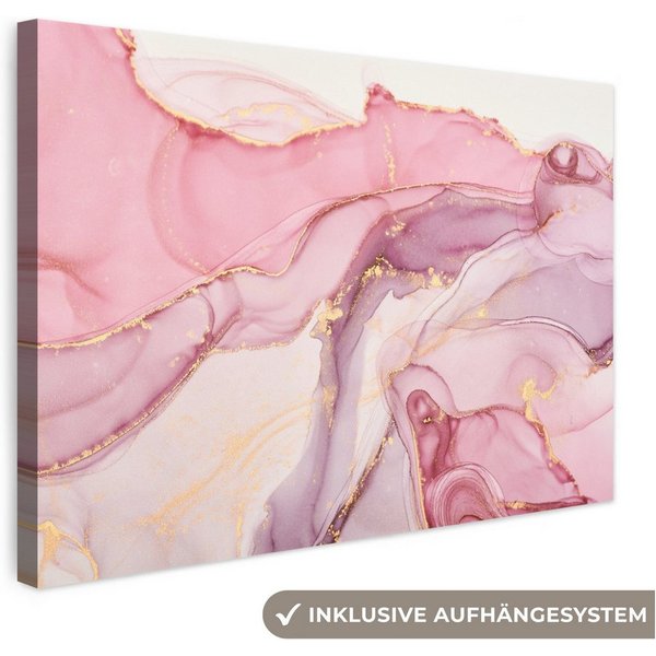 OneMillionCanvasses® Leinwandbild Gold - Marmor - Rosa, Fotodruck (1 St), Leinwand Bilder Klein, Wand Dekoration Aesthetic 30x20 cm