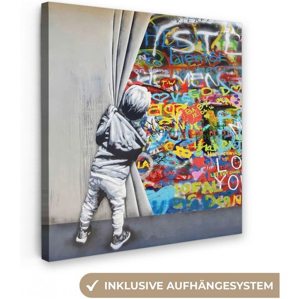 OneMillionCanvasses® Leinwandbild Graffiti - Junge - Ilussie - Straßenkunst, Fotodruck (1 St), Leinwand Canvas Wandbild, Wanddekoration 20x30 cm