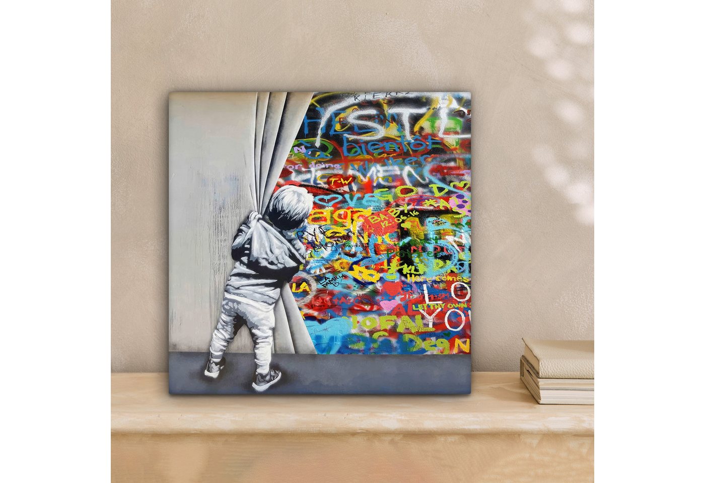 OneMillionCanvasses® Leinwandbild Graffiti - Junge - Ilussie - Straßenkunst, Fotodruck (1 St), Leinwand Canvas Wandbild, Wanddekoration 20x30 cm – Bild 2 von 5