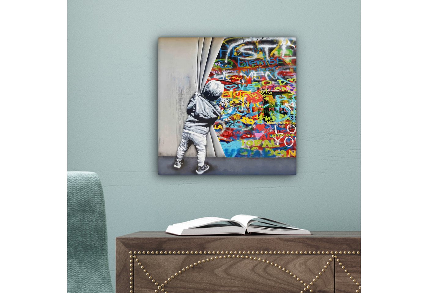 OneMillionCanvasses® Leinwandbild Graffiti - Junge - Ilussie - Straßenkunst, Fotodruck (1 St), Leinwand Canvas Wandbild, Wanddekoration 20x30 cm – Bild 3 von 5