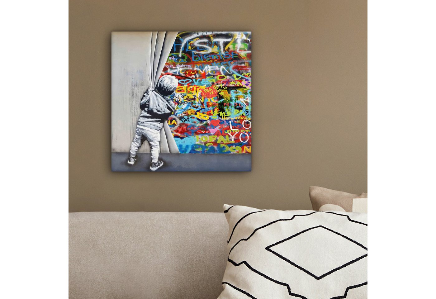OneMillionCanvasses® Leinwandbild Graffiti - Junge - Ilussie - Straßenkunst, Fotodruck (1 St), Leinwand Canvas Wandbild, Wanddekoration 20x30 cm – Bild 4 von 5