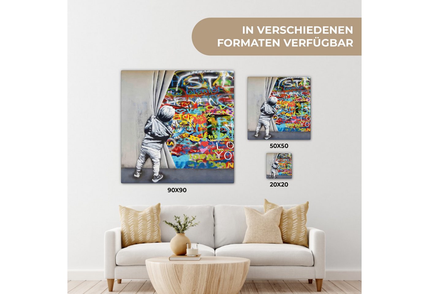 OneMillionCanvasses® Leinwandbild Graffiti - Junge - Ilussie - Straßenkunst, Fotodruck (1 St), Leinwand Canvas Wandbild, Wanddekoration 20x30 cm – Bild 5 von 5