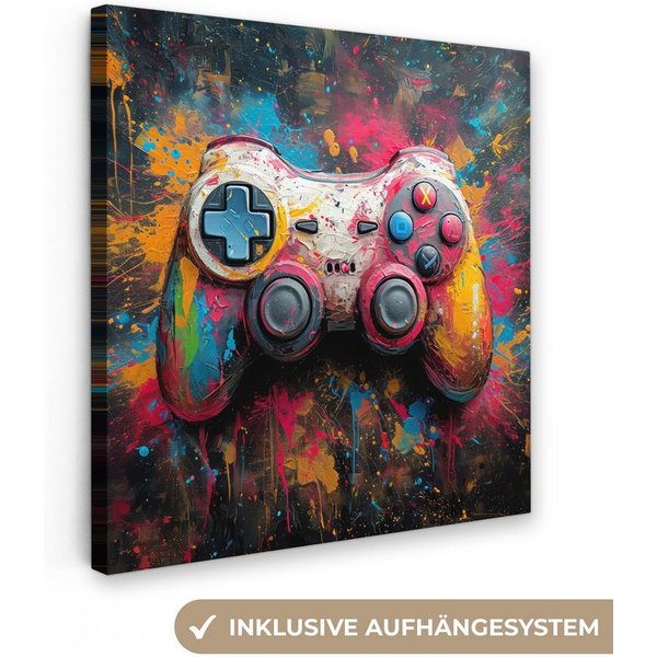 OneMillionCanvasses® Leinwandbild Graffiti - Spiele - Controller - Farbe, Fotodruck (1 St), Leinwand Canvas Wandbild, Wanddekoration 20x30 cm