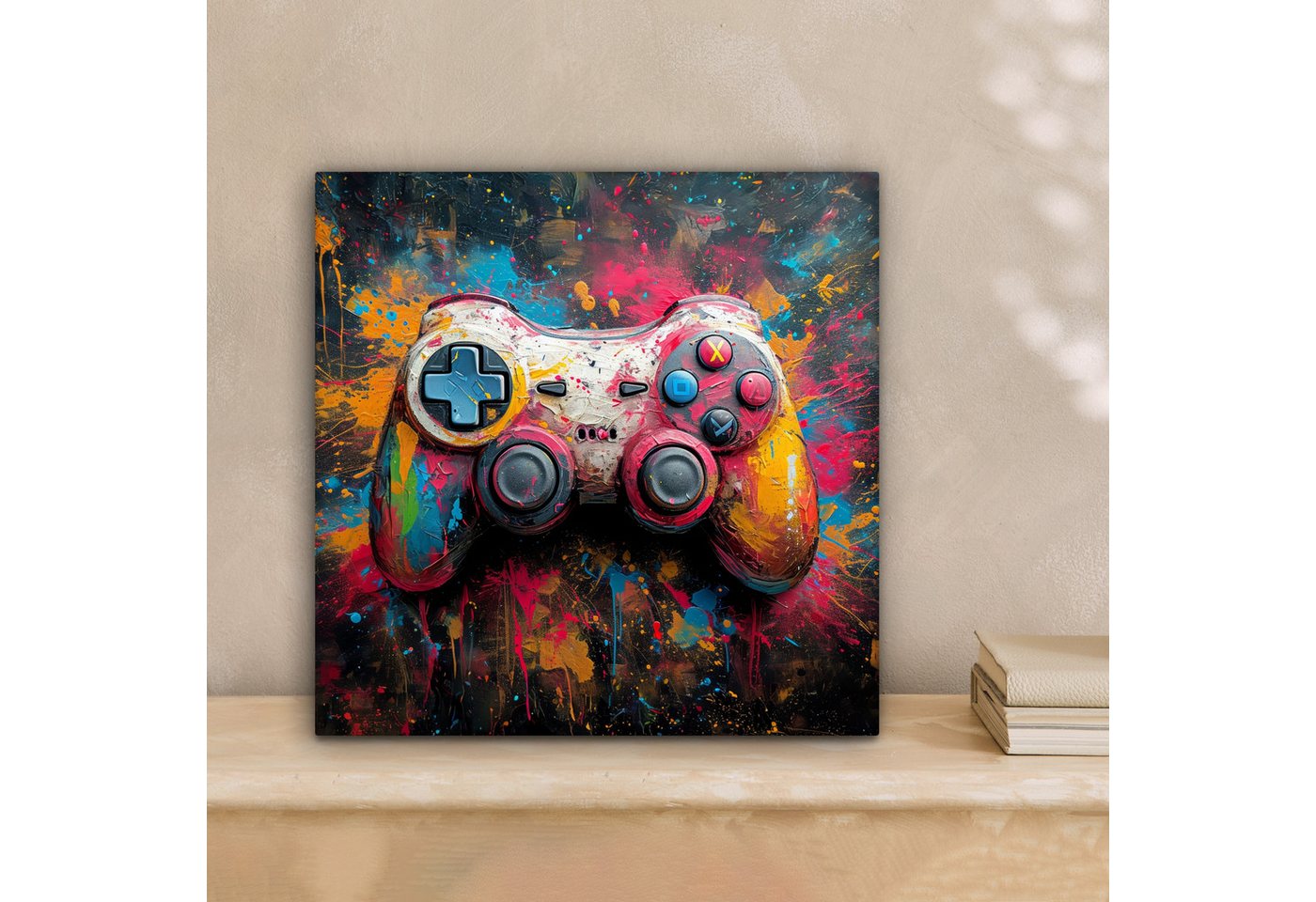 OneMillionCanvasses® Leinwandbild Graffiti - Spiele - Controller - Farbe, Fotodruck (1 St), Leinwand Canvas Wandbild, Wanddekoration 20x30 cm – Bild 2 von 5