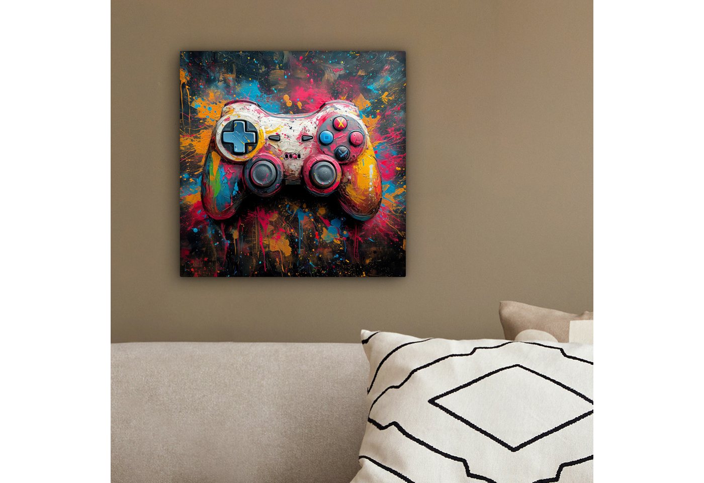 OneMillionCanvasses® Leinwandbild Graffiti - Spiele - Controller - Farbe, Fotodruck (1 St), Leinwand Canvas Wandbild, Wanddekoration 20x30 cm – Bild 4 von 5