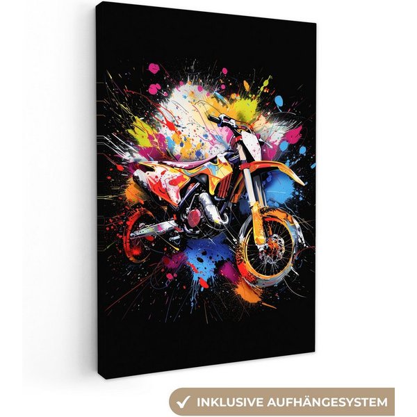 OneMillionCanvasses® Leinwandbild Graffiti - Sport - Motorrad - Motocross, Fotodruck (1 St), Wandbild, Deko Schlafzimmer Wohnzimmer Flur 20x20 cm