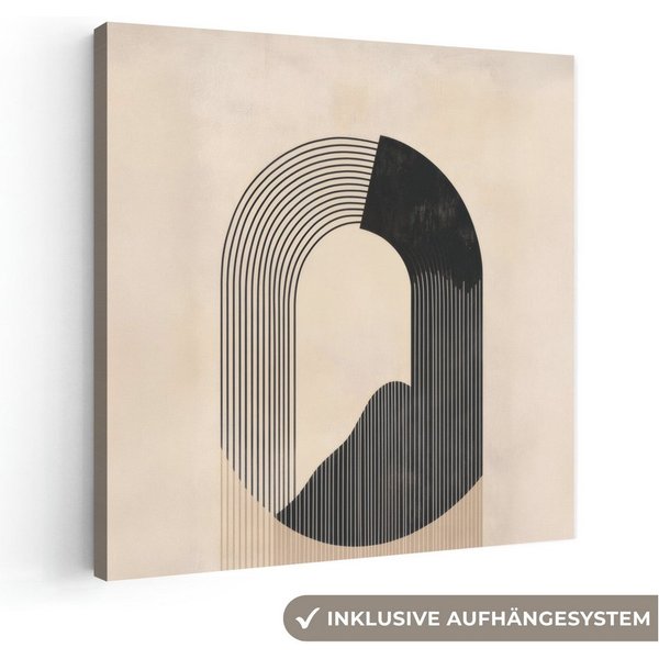 OneMillionCanvasses® Leinwandbild Grafisches geschwungenes Muster - Beige, Fotodruck (1 St), Leinwand Canvas Wandbild, Wanddekoration 20x30 cm