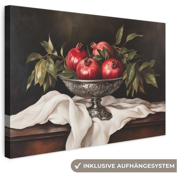 OneMillionCanvasses® Leinwandbild Granatäpfel - Klassisch - Vintage, Fotodruck (1 St), Wandbild, Deko Schlafzimmer Wohnzimmer Flur 20x20 cm