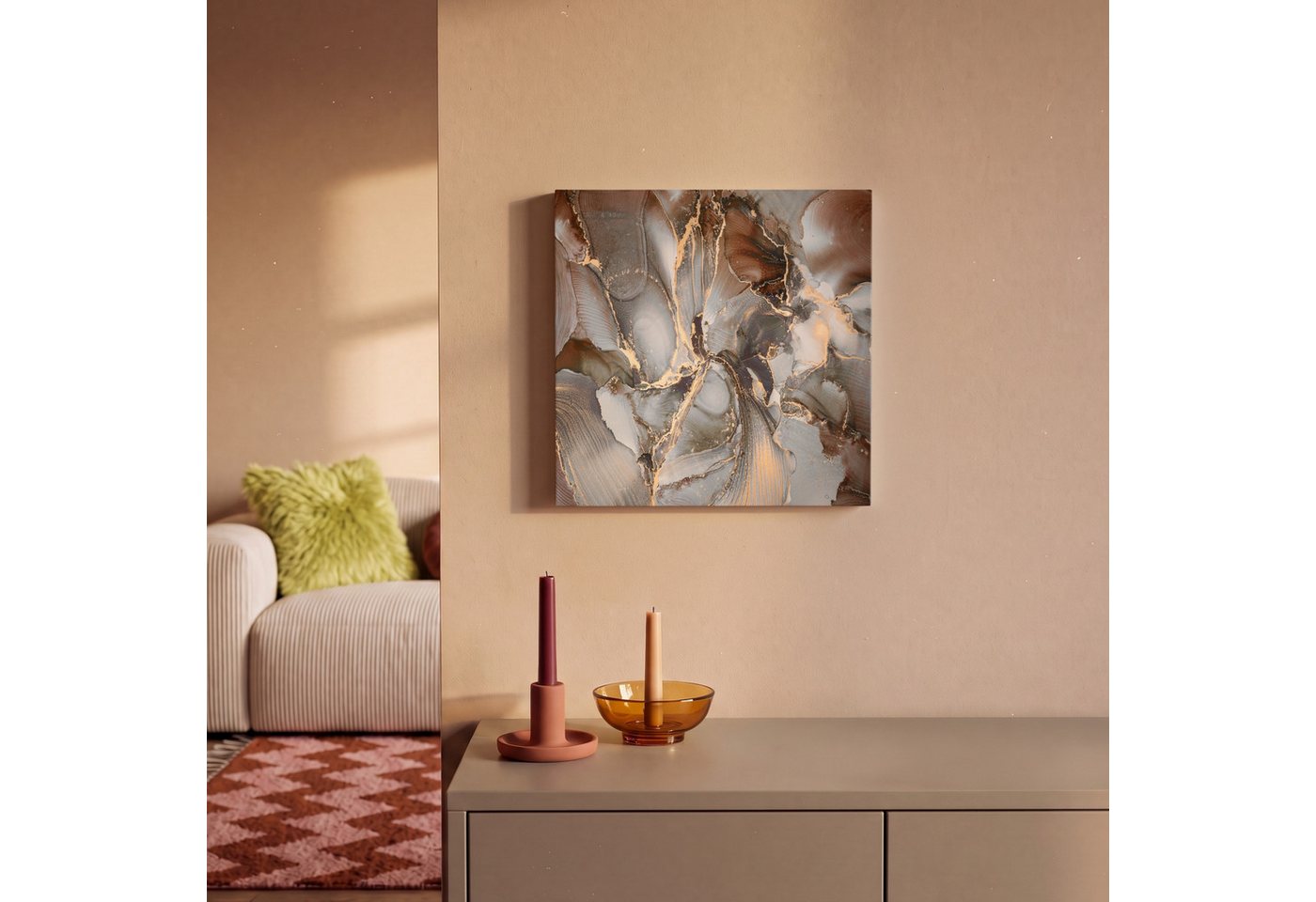 OneMillionCanvasses® Leinwandbild Grau - Gold - Marmor - Marmoroptik, Fotodruck (1 St), Leinwand Bilder Klein, Wand Dekoration Aesthetic 30x20 cm – Bild 2 von 5