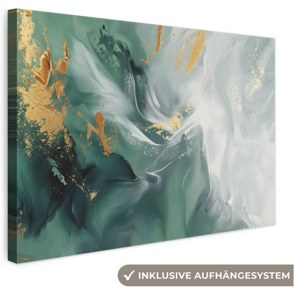 OneMillionCanvasses® Leinwandbild Grün - Modern - Marmor - Abstrakt, Fotodruck (1 St), Wandbild, Deko Schlafzimmer Wohnzimmer Flur 20x20 cm