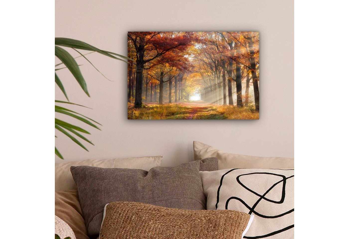 OneMillionCanvasses® Leinwandbild Herbst - Wald - Baum, Fotodruck (1 St), Leinwand Bilder Klein, Wand Dekoration Aesthetic 30x20 cm – Bild 2 von 5