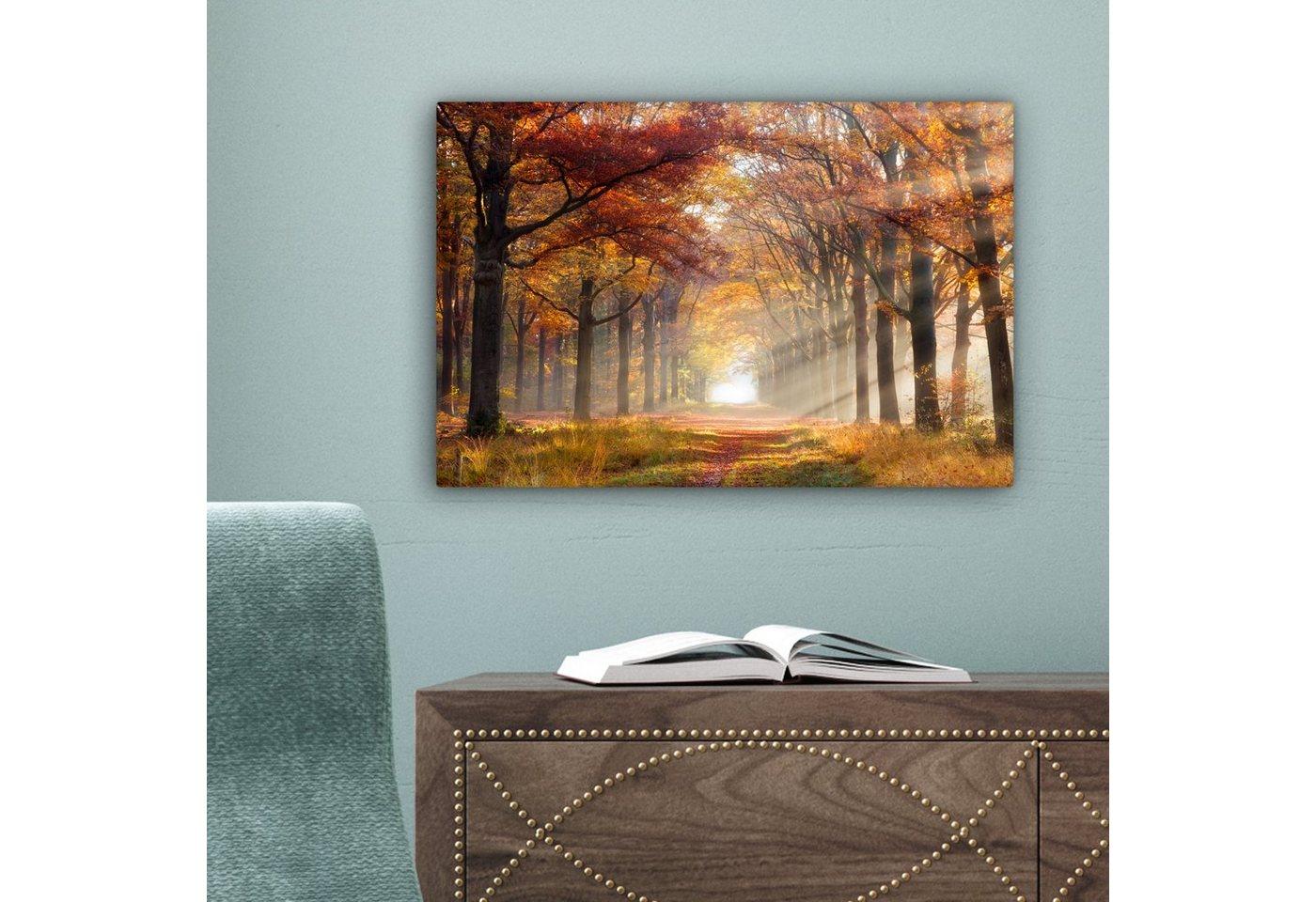 OneMillionCanvasses® Leinwandbild Herbst - Wald - Baum, Fotodruck (1 St), Leinwand Bilder Klein, Wand Dekoration Aesthetic 30x20 cm – Bild 3 von 5