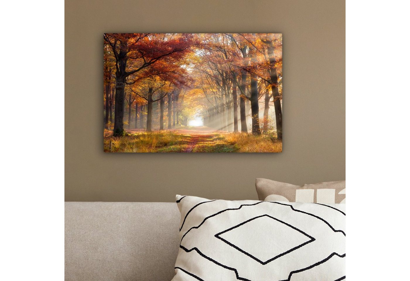 OneMillionCanvasses® Leinwandbild Herbst - Wald - Baum, Fotodruck (1 St), Leinwand Bilder Klein, Wand Dekoration Aesthetic 30x20 cm – Bild 4 von 5