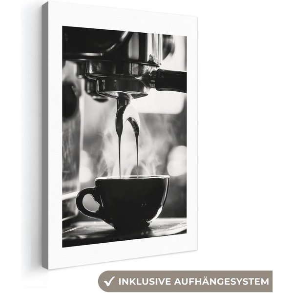 OneMillionCanvasses® Leinwandbild Kaffee - Espresso - Kaffeemaschine - Tasse - Küche, Fotodruck (1 St), Wandbilder für Esszimmer, Wanddeko Bilder Küche 20x30 cm