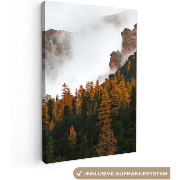 OneMillionCanvasses® Leinwandbild Kiefer - Herbst - Berg - Landschaft, Fotodruck (1 St), Leinwand Canvas Wandbild, Wanddekoration 20x30 cm
