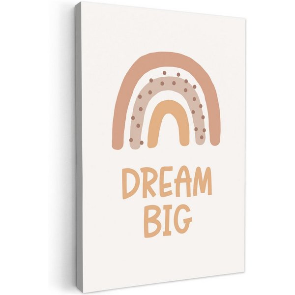 OneMillionCanvasses® Leinwandbild Kinder - Regenbogen - Pastell - Zitat - Dream Big, Fotodruck (1 St), Kinderzimmer Deko, Mädchen und Jungen Bilder 20x30 cm