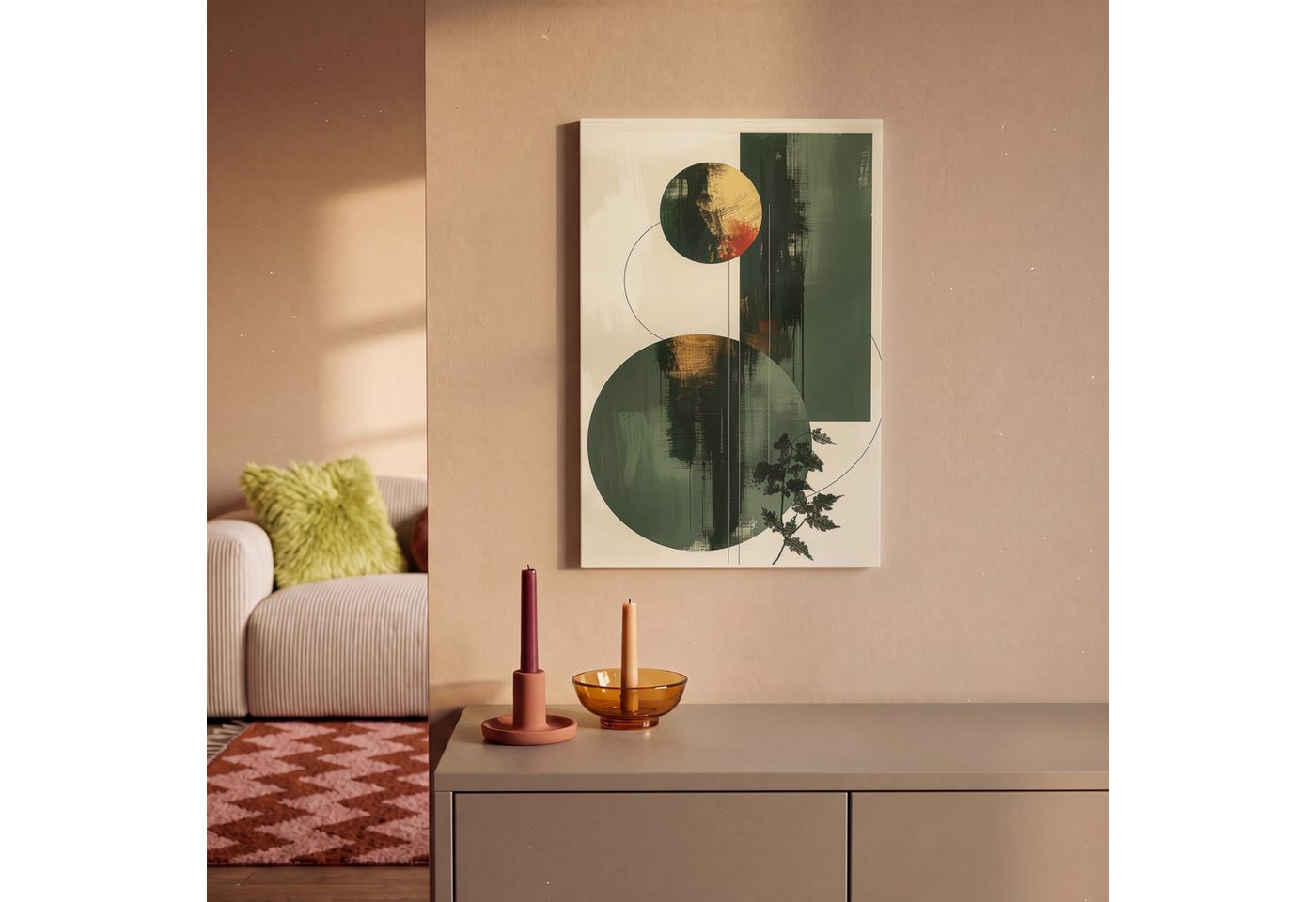 OneMillionCanvasses® Leinwandbild Kunst - Kreise - Modern - Abstrakt, Fotodruck (1 St), Leinwand Canvas Wandbild, Wanddekoration 20x30 cm – Bild 2 von 5