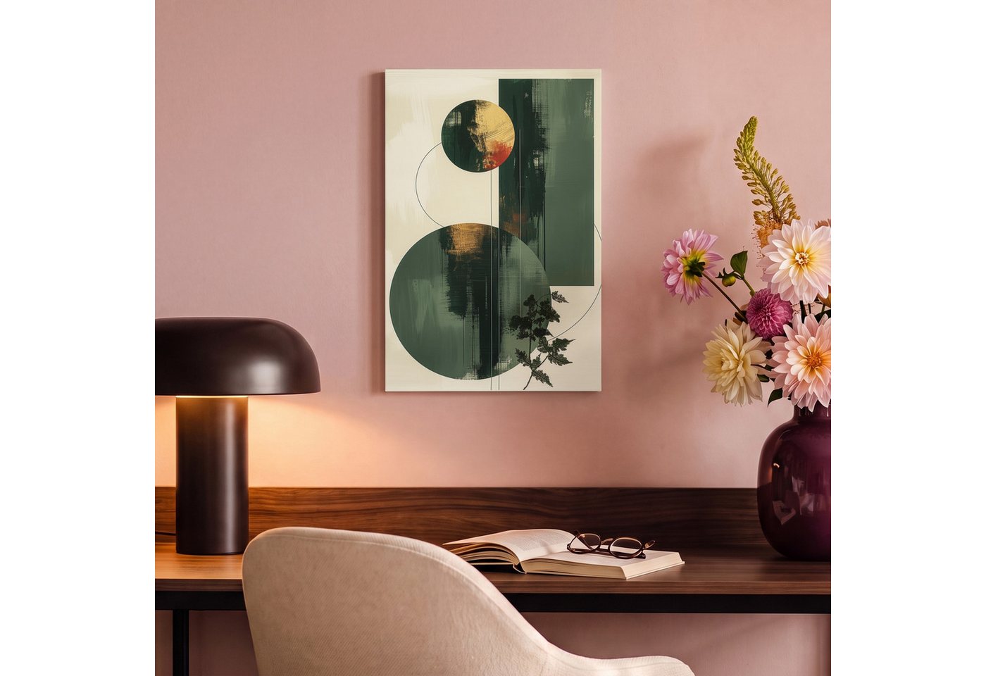 OneMillionCanvasses® Leinwandbild Kunst - Kreise - Modern - Abstrakt, Fotodruck (1 St), Leinwand Canvas Wandbild, Wanddekoration 20x30 cm – Bild 4 von 5