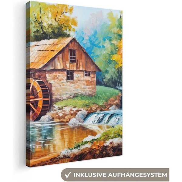 OneMillionCanvasses® Leinwandbild Landschaft - Malerei - Zuhause - Kunst - Herbst, Fotodruck (1 St), Leinwand Canvas Wandbild, Wanddekoration 20x30 cm