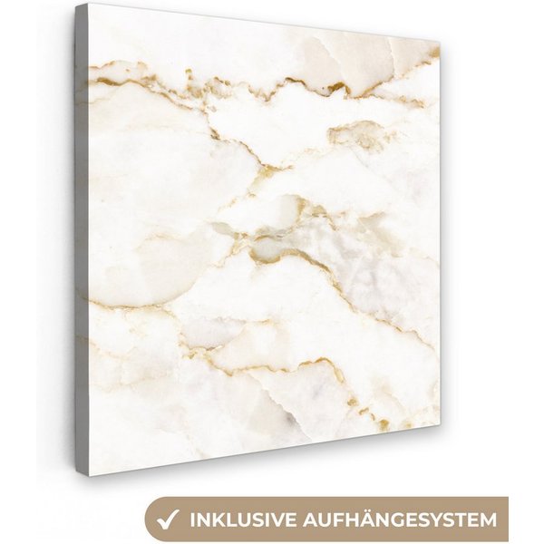 OneMillionCanvasses® Leinwandbild Marmor - Limette - Gold - Luxus - Marmoroptik - Weiß, Fotodruck (1 St), Wandbild, Deko Schlafzimmer Wohnzimmer Flur 20x20 cm