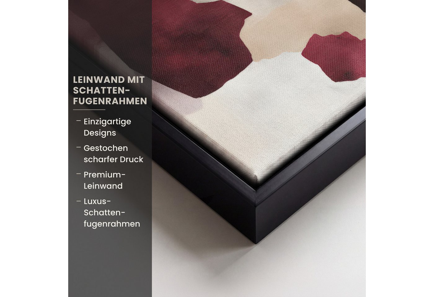 OneMillionCanvasses® Leinwandbild mit Rahmen - Abstrakt - Farbkästen - Rot, Fotodruck (1 St), Leinwand Bilder Klein, Wand Dekoration Aesthetic 20x20cm – Bild 3 von 5