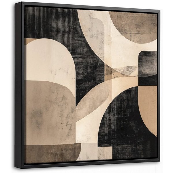OneMillionCanvasses® Leinwandbild mit Rahmen - Abstrakt - Formen - Modern - Beige, Fotodruck (1 St), Leinwand Bilder Klein, Wand Dekoration Aesthetic 20x20cm