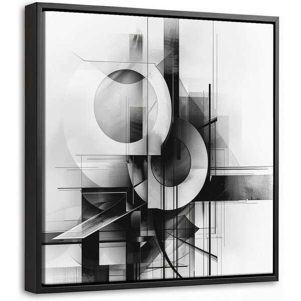 OneMillionCanvasses® Leinwandbild mit Rahmen - Abstrakt - Kunst - Modern - Schwarz und weiß, Fotodruck (1 St), Leinwand Bilder Klein, Wand Dekoration Aesthetic 
