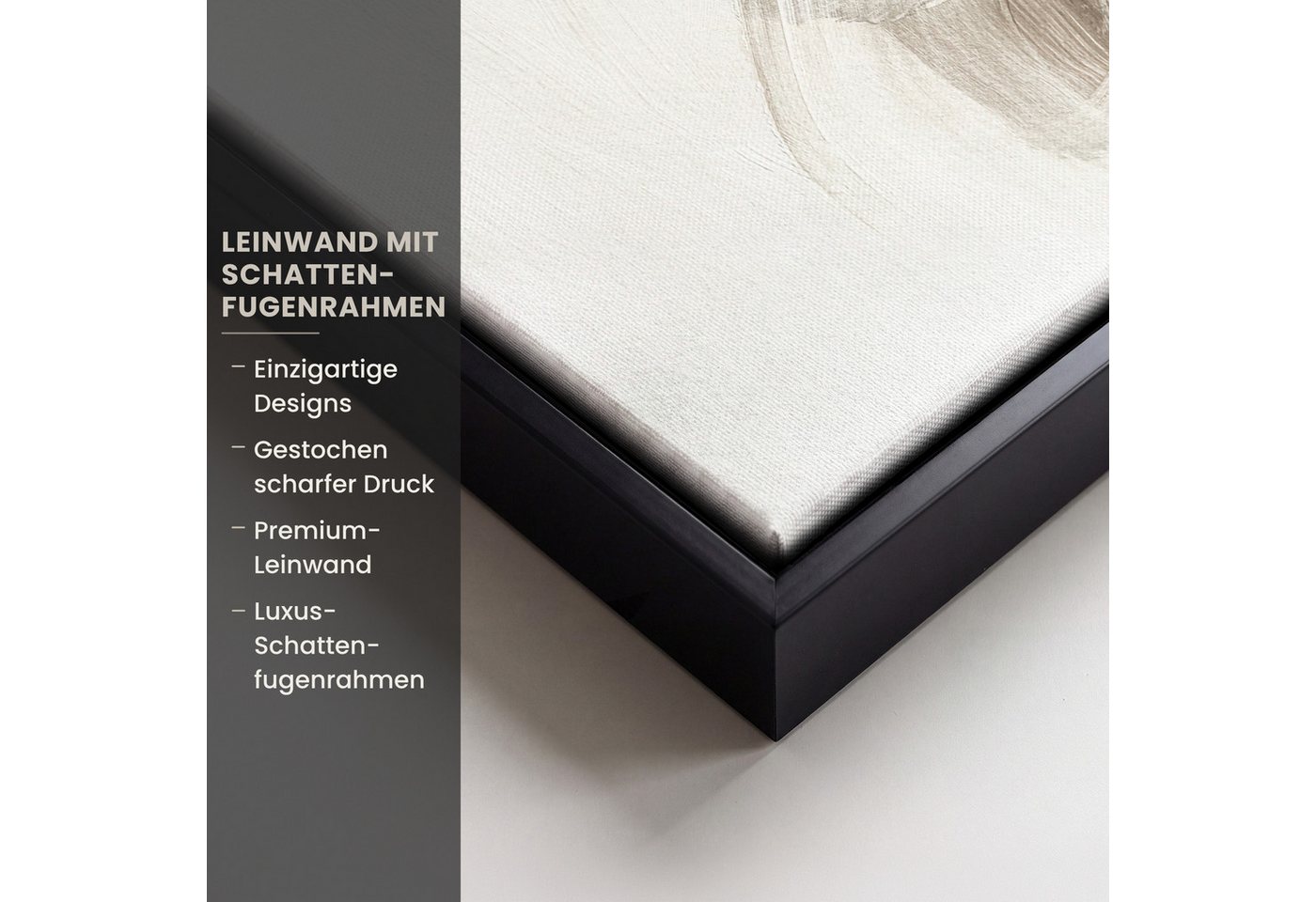 OneMillionCanvasses® Leinwandbild mit Rahmen - Abstrakt - Moderne Kunst - Beige, Fotodruck (1 St), Leinwand Bilder Klein, Wand Dekoration Aesthetic 20x20cm – Bild 3 von 5