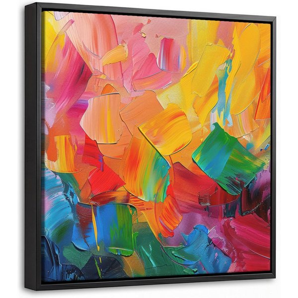 OneMillionCanvasses® Leinwandbild mit Rahmen - Abstrakt - Lackierung - Modern - Farbenfroh, Fotodruck (1 St), Leinwand Bilder Klein, Wand Dekoration Aesthetic 2