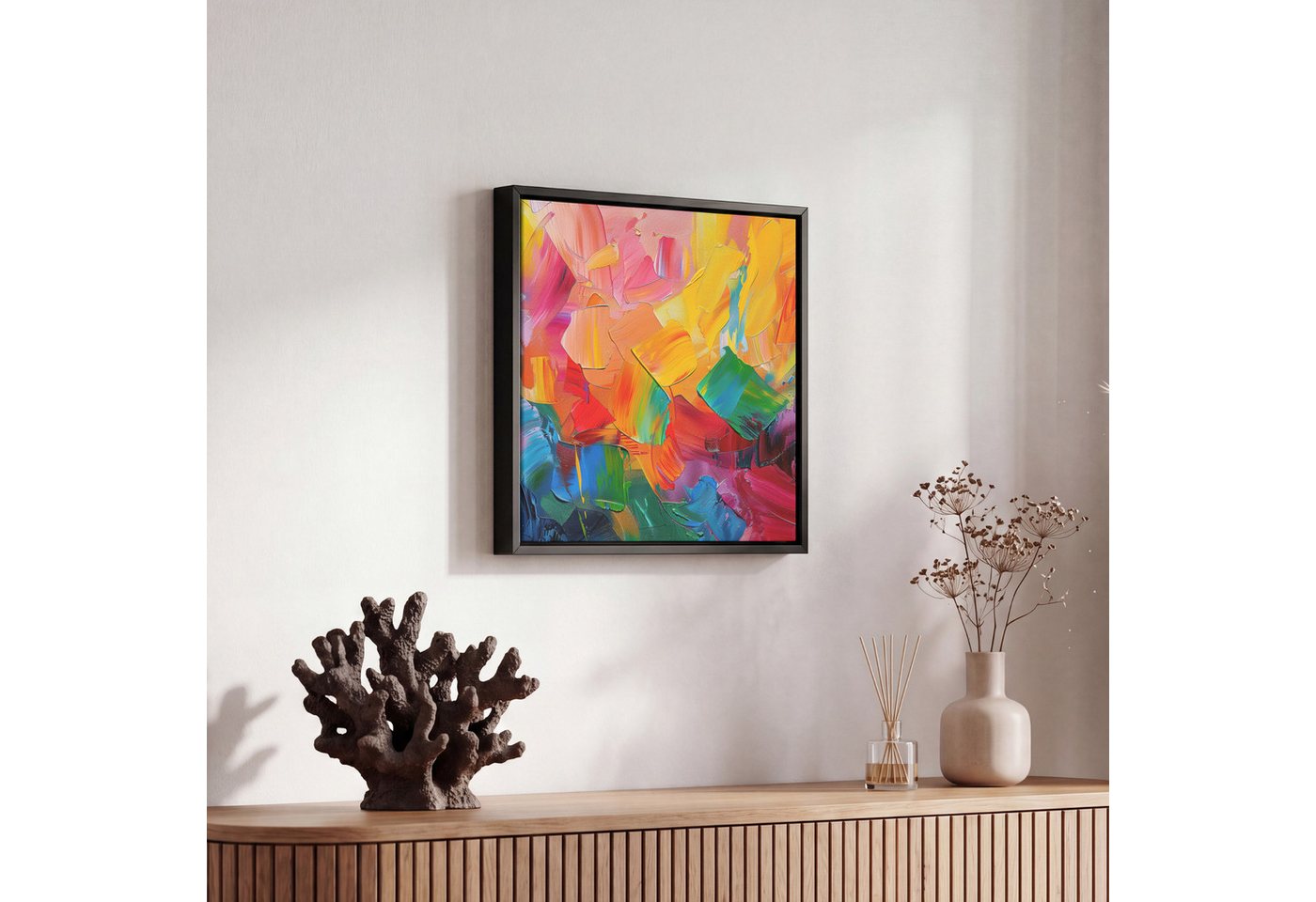 OneMillionCanvasses® Leinwandbild mit Rahmen - Abstrakt - Lackierung - Modern - Farbenfroh, Fotodruck (1 St), Leinwand Bilder Klein, Wand Dekoration Aesthetic 2 – Bild 5 von 5