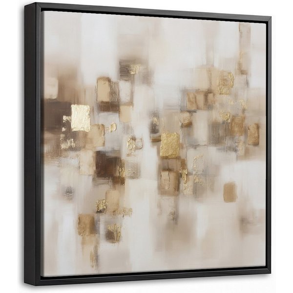 OneMillionCanvasses® Leinwandbild mit Rahmen - Abstrakte Quadrate - Erdtöne - Neblig, Fotodruck (1 St), Leinwand Bilder Klein, Wand Dekoration Aesthetic 20x20cm