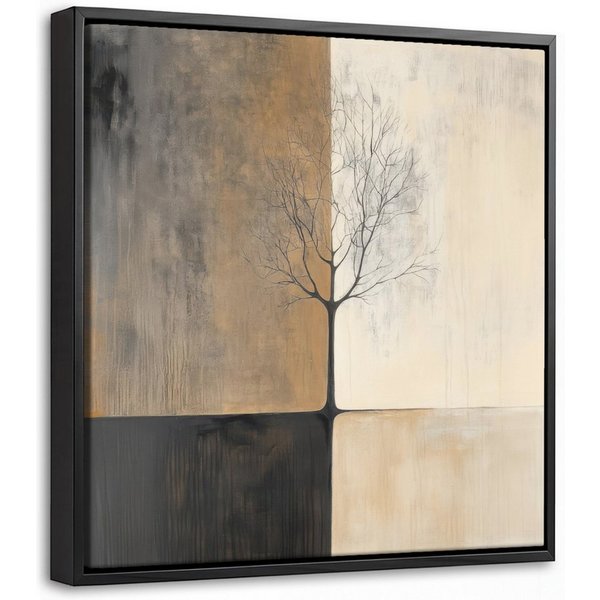 OneMillionCanvasses® Leinwandbild mit Rahmen - Baum - Ebenen - Äste - Farbverlauf, Fotodruck (1 St), Leinwand Bilder Klein, Wand Dekoration Aesthetic 20x20cm